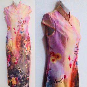 LOVE LIVE Painterly Watercolor FLORAL Print CHINOISERIE Pinup Dress Size XL